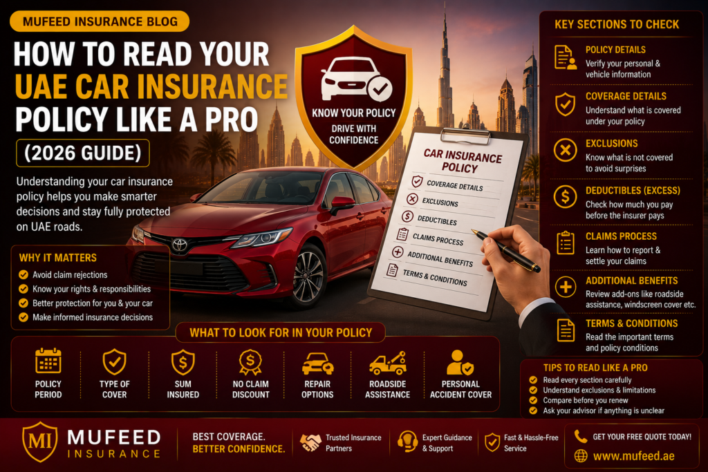 How to Read Your UAE Car Insurance Policy Like a Pro (2026 Guide)